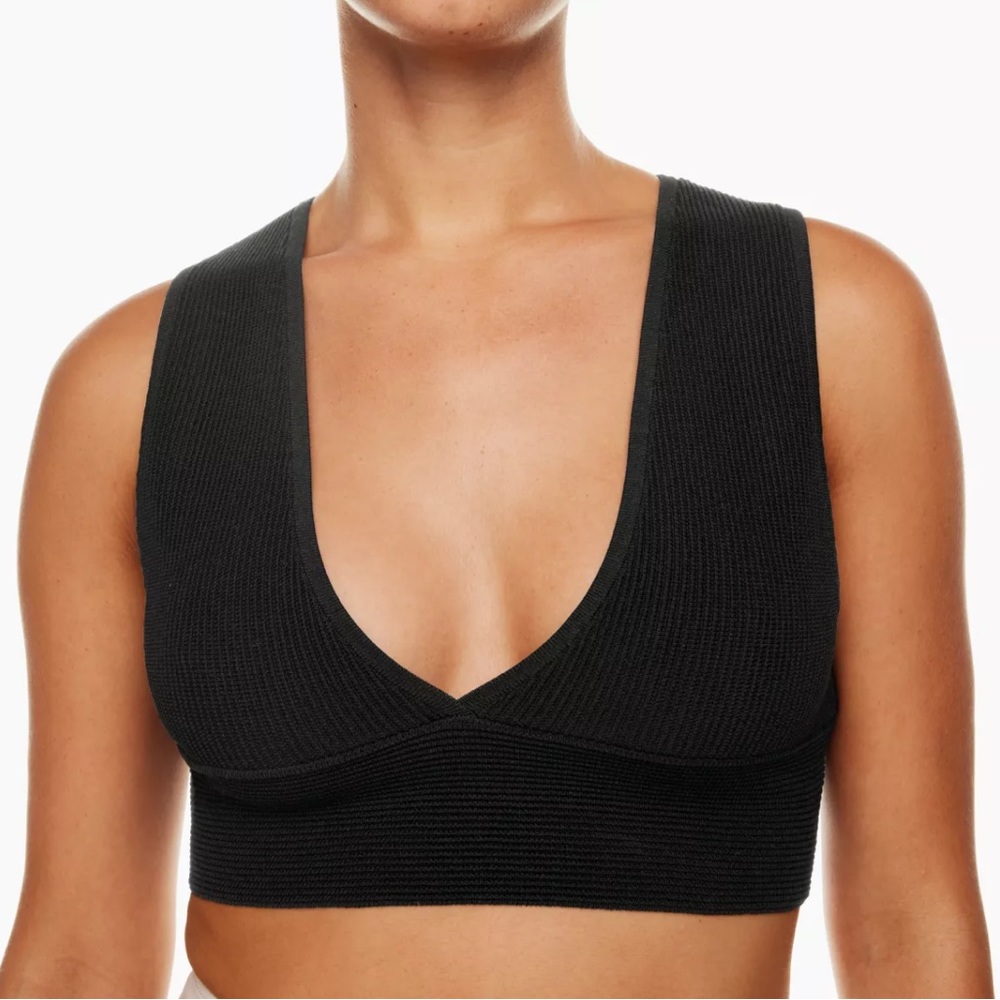 Aritzia Babaton Sculpt Knit Deep V Tank- black